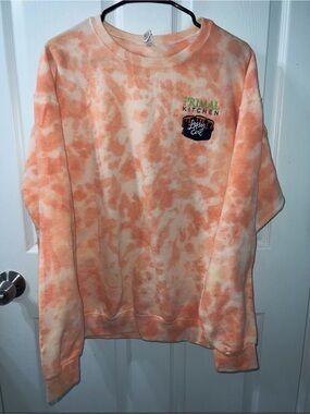 Limited Edition Oversized Orange Tie Dye Crewneck Embroidered Sweatshirt